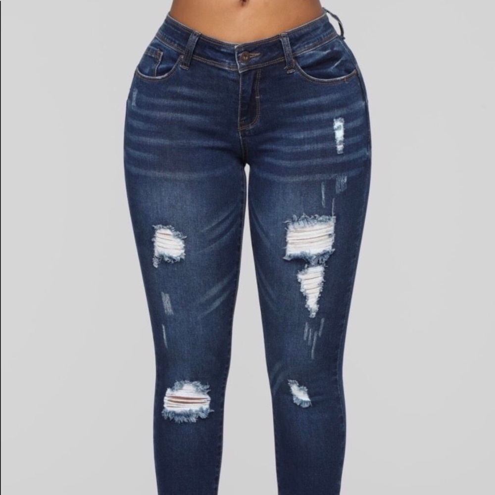 Blue ripped jeans